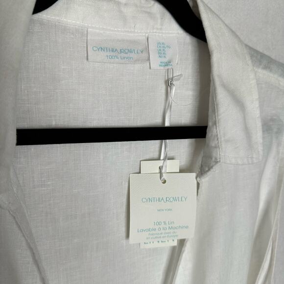 NWT Cynthia Rowley White Linen Sleeveless Wrap Tie Blouse – Size XL - Picture 3 of 9